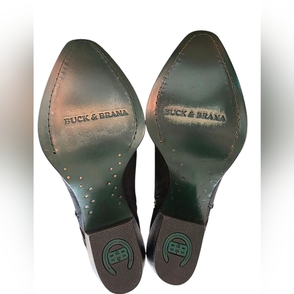 Buck & Brana Black Suede Ankle Booties With Silver Studs Size 7 - Picture 5 of 6